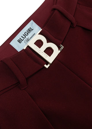 Blugirl pantaloni gamba larga con cintura borgogna