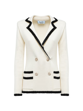 Blugirl giacca blazer doppiopetto in misto lana color crema nero