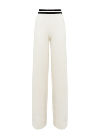 Blugirl pantaloni palazzo in maglia color crema