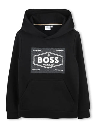 Boss felpa con cappuccio con stampa logo nero