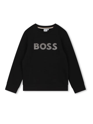 Boss felpa girocollo con logo nero