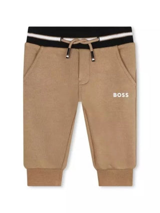 Boss pantaloni joggers con coulisse color cammello