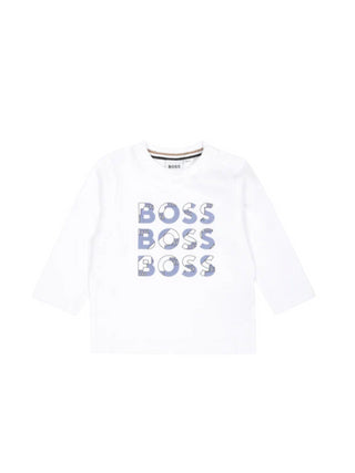 Boss T-shirt manica lunga in jersey bianco