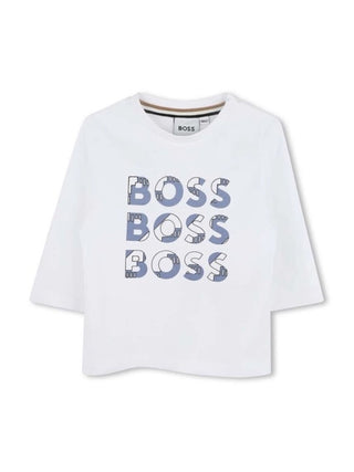 Boss T-shirt manica lunga in jersey bianco