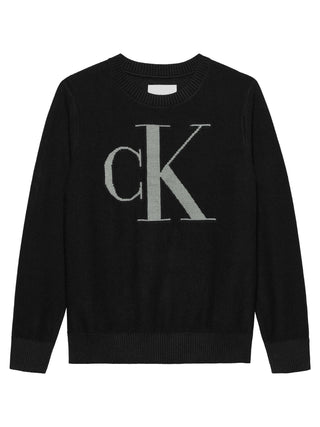 Calvin Klein Jeans maglia in misto viscosa con logo jacquard nero