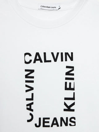 Calvin Klein Jeans T-shirt manica corta in jersey con logo bianco