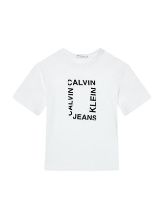 Calvin Klein Jeans T-shirt manica corta in jersey con logo bianco