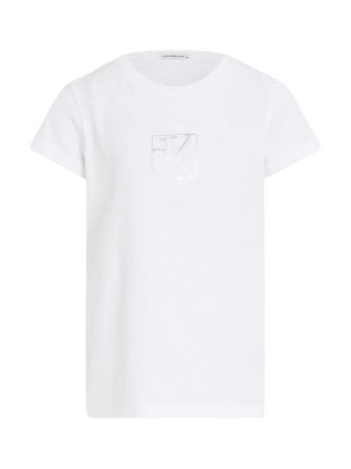 Calvin Klein Jeans T-shirt manica corta con logo monogram bianco argento