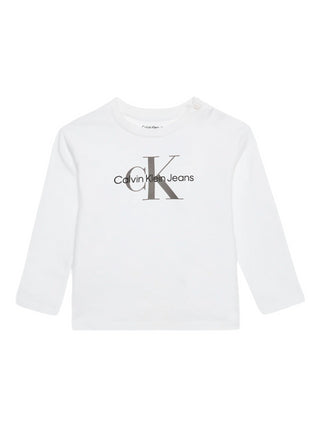 Calvin Klein Jeans T-shirt manica lunga con logo bianco