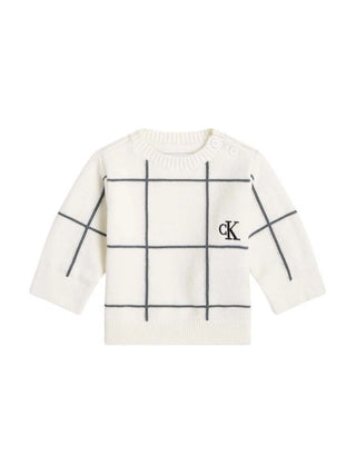 Calvin Klein Jeans maglia Soft Grid neonato bianco verde