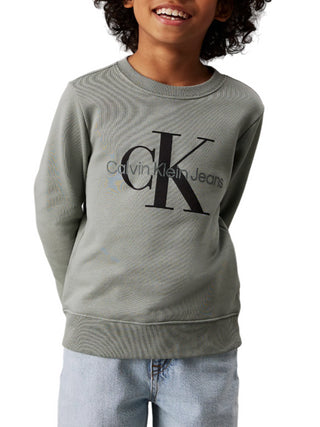 Calvin Klein Jeans felpa girocollo con logo monogram verde salvia