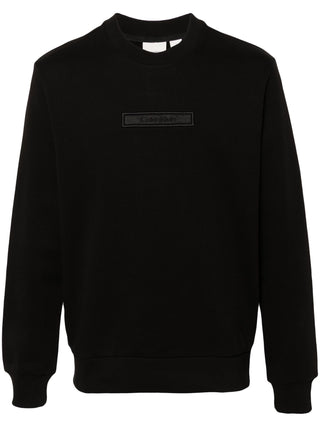 Calvin Klein felpa girocollo in cotone con patch logo nero