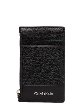 Calvin Klein portacarte in nappa martellata nero