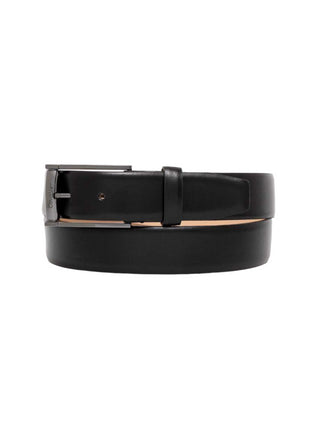 Calvin Klein cintura h 3,5 in pelle nero argento