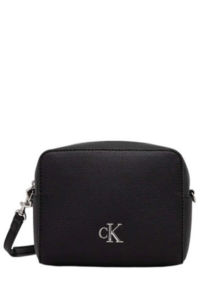 Calvin Klein borsa a tracolla in similpelle martellata nero argento