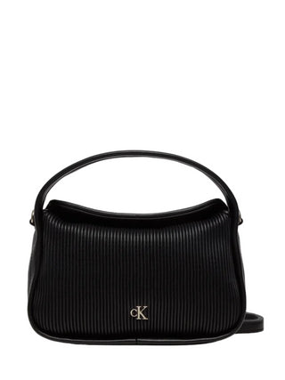 Calvin Klein Jeans borsa a mano in ecopelle a costine nero