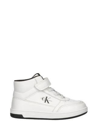 Calvin Klein Jeans sneakers alta in ecopelle con velcro e lacci bianco