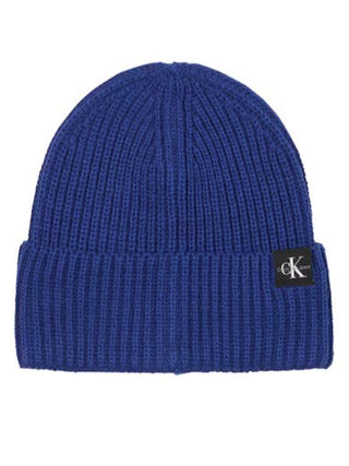 Calvin Klein Jeans cappello in maglia con logo blu