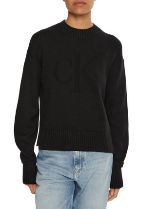 Calvin Klein Jeans maglia in misto lana con logo nero