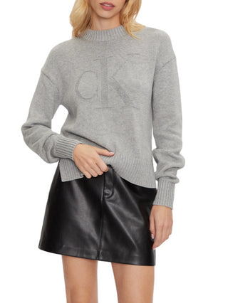 Calvin Klein Jeans maglia in misto lana con logo grigio