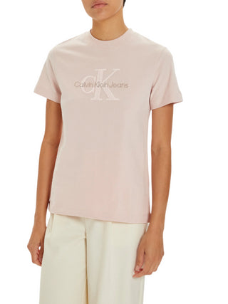 Calvin Klein Jeans T-shirt maniche corte con logo Chenille rosa