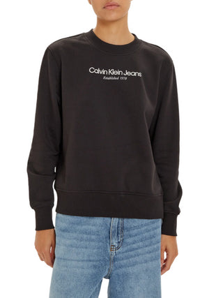 Calvin Klein Jeans felpa girocollo con logo Institutional nero