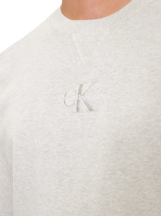 Calvin Klein Jeans maglia in cotone con logo monogram grigio chiaro