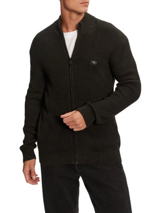 Calvin Klein Jeans maglia a costine Woven con zip nero