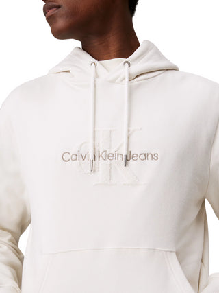 Calvin Klein Jeans felpa Chenille con cappuccio avorio