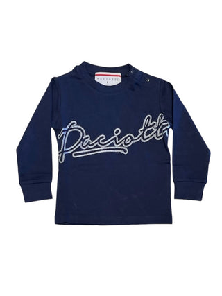 Cesare Paciotti T-shirt manica lunga con logo ricamato blu