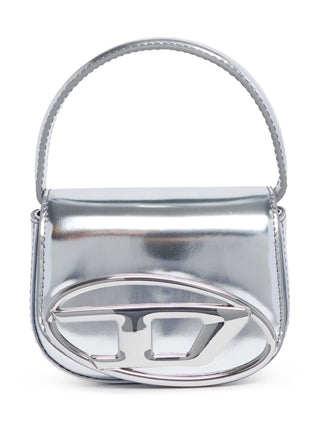 Diesel borsa mini con logo iconico effetto laminato argento