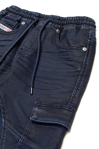 Diesel jeans cargo in denim spalmato lavaggio scuro