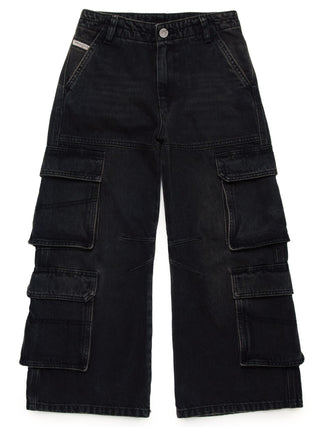 Diesel jeans cargo gamba larga lavaggio nero