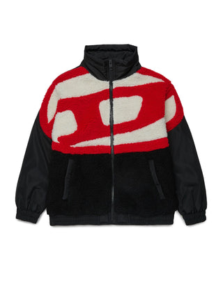 Diesel giubbino in nylon e tessuto Teddy con logo nero