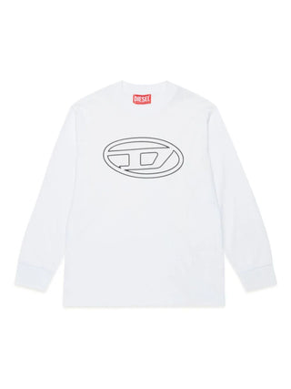 Diesel T-shirt manica lunga Tjustbigovals con logo bianco