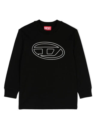 Diesel T-shirt manica lunga Tjustbigovals con logo nero