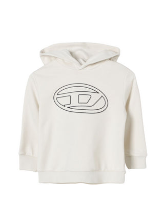 Diesel felpa Sbigovalhood con cappuccio e logo panna