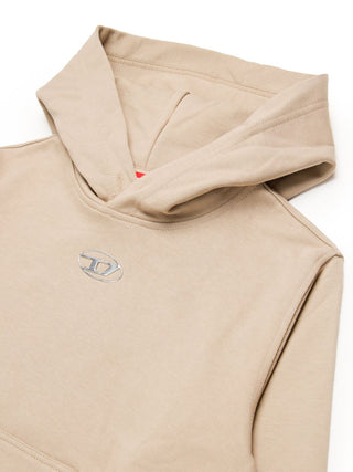 Diesel felpa Smacshoodod con cappuccio e mini logo beige