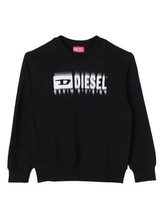 Diesel felpa girocollo con stampa logo nero bianco