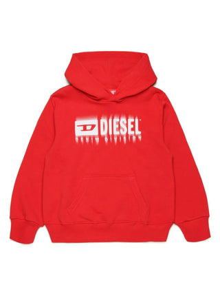 Diesel felpa con cappuccio stampa logo rosso bianco