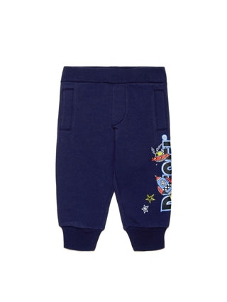 Diesel pantaloni in felpa con stampa logo blu