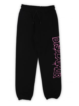 Disclaimer pantaloni joggers in felpa con logo nero rosa