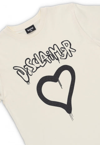 Disclaimer T-shirt manica corta con logo glitter beige chiaro