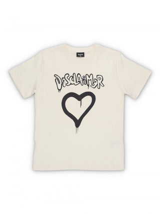 Disclaimer T-shirt manica corta con logo glitter beige chiaro