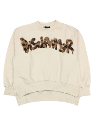 Disclaimer felpa over con logo animalier beige chiaro