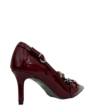 Divine Follie decollete slingback con fascette in vernice borgogna