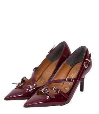 Divine Follie decollete slingback con fascette in vernice borgogna