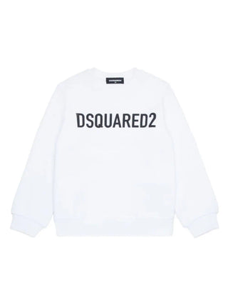 Dsquared2 felpa in cotone con stampa logo bianco