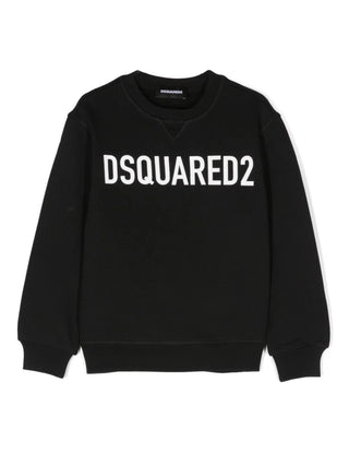 Dsquared2 felpa in cotone con stampa logo nero