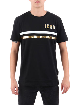 Icon T-shirt manica corta in jersey con logo nero